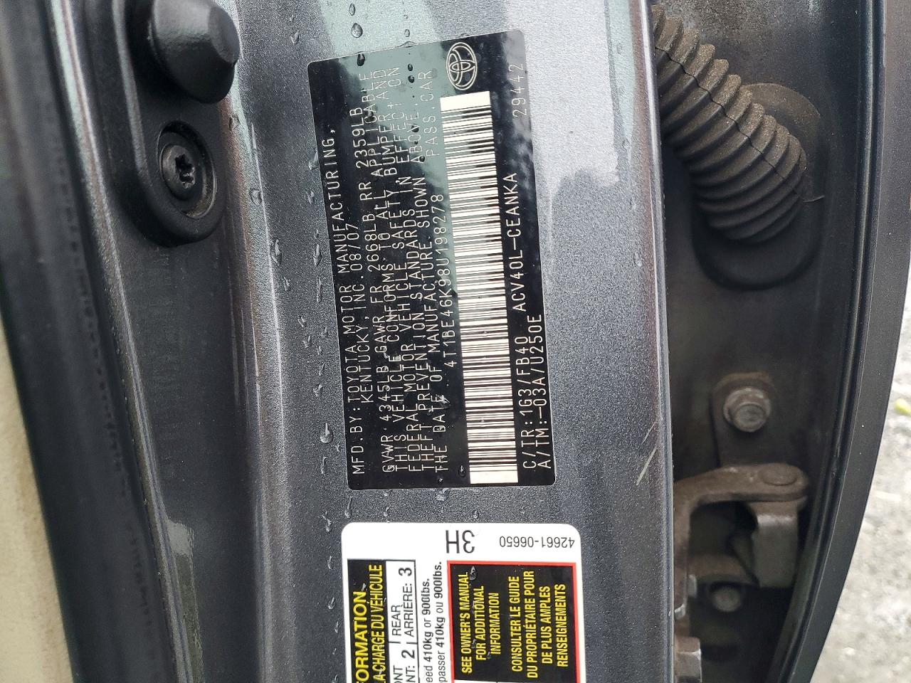 2008 TOYOTA CAMRY