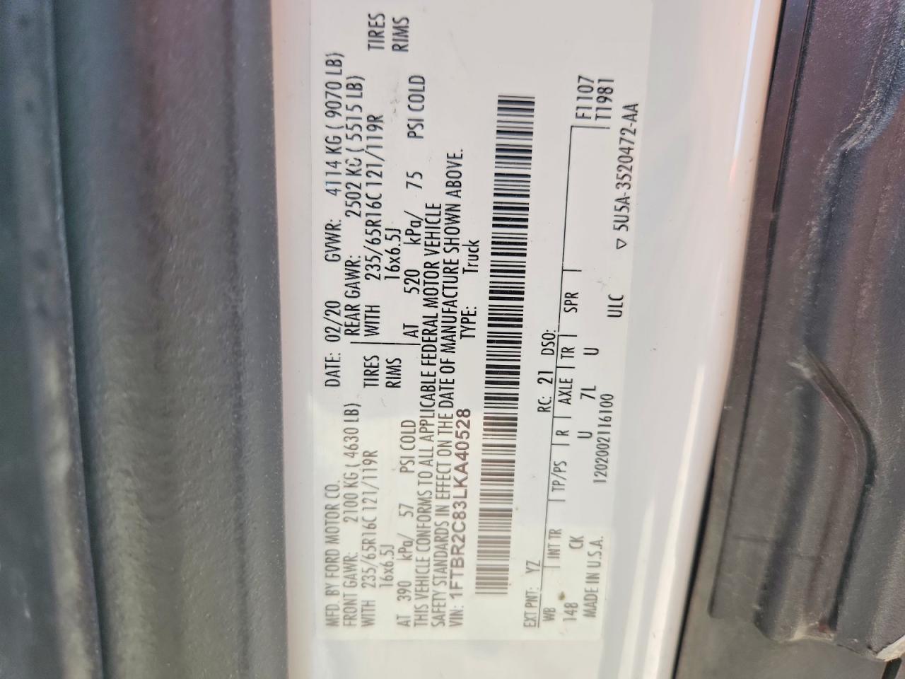 2020 FORD TRANSIT
