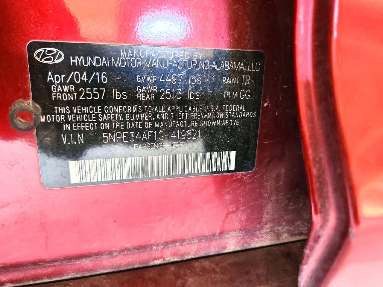 2016 HYUNDAI SONATA