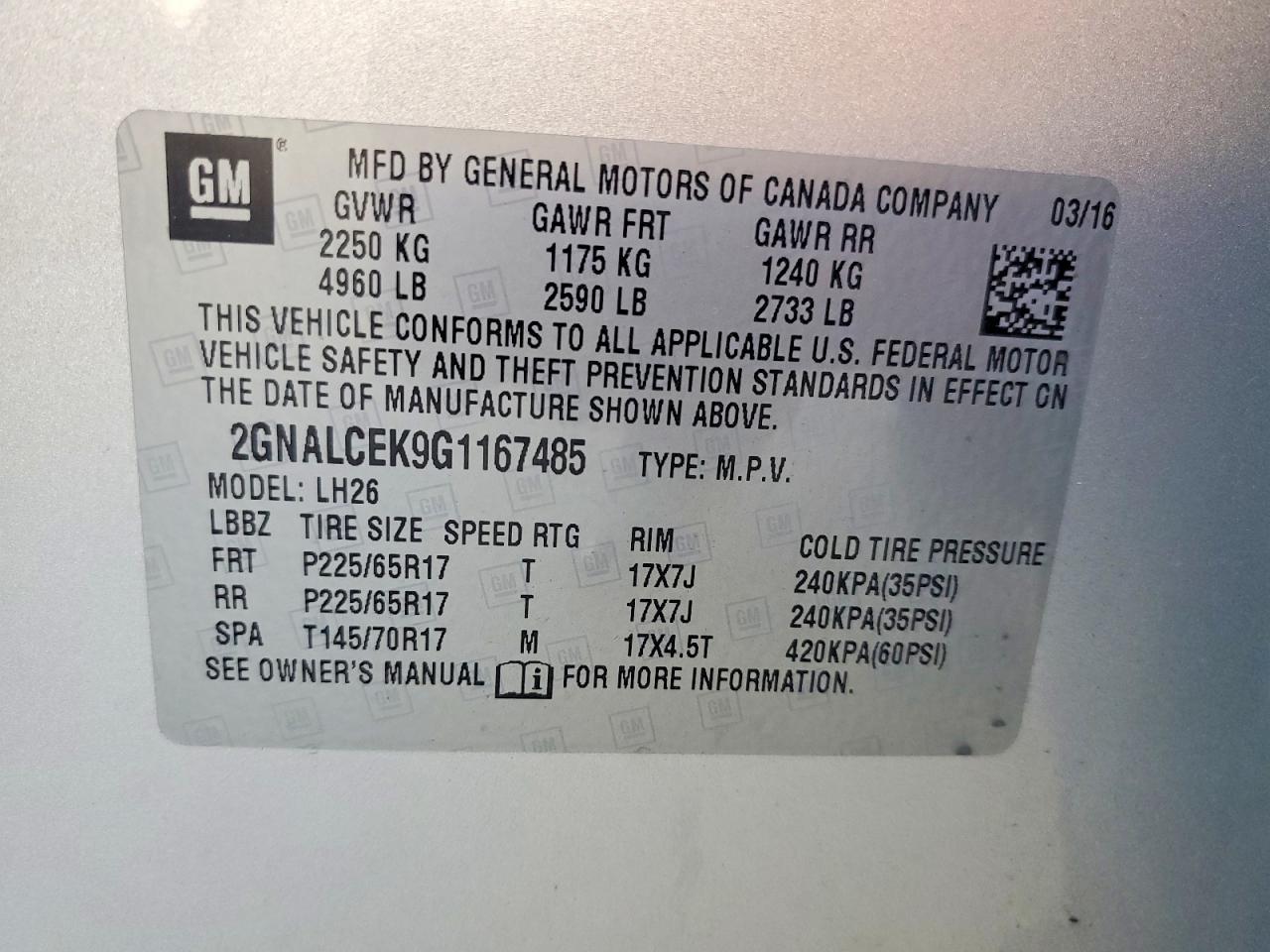 2016 CHEVROLET EQUINOX