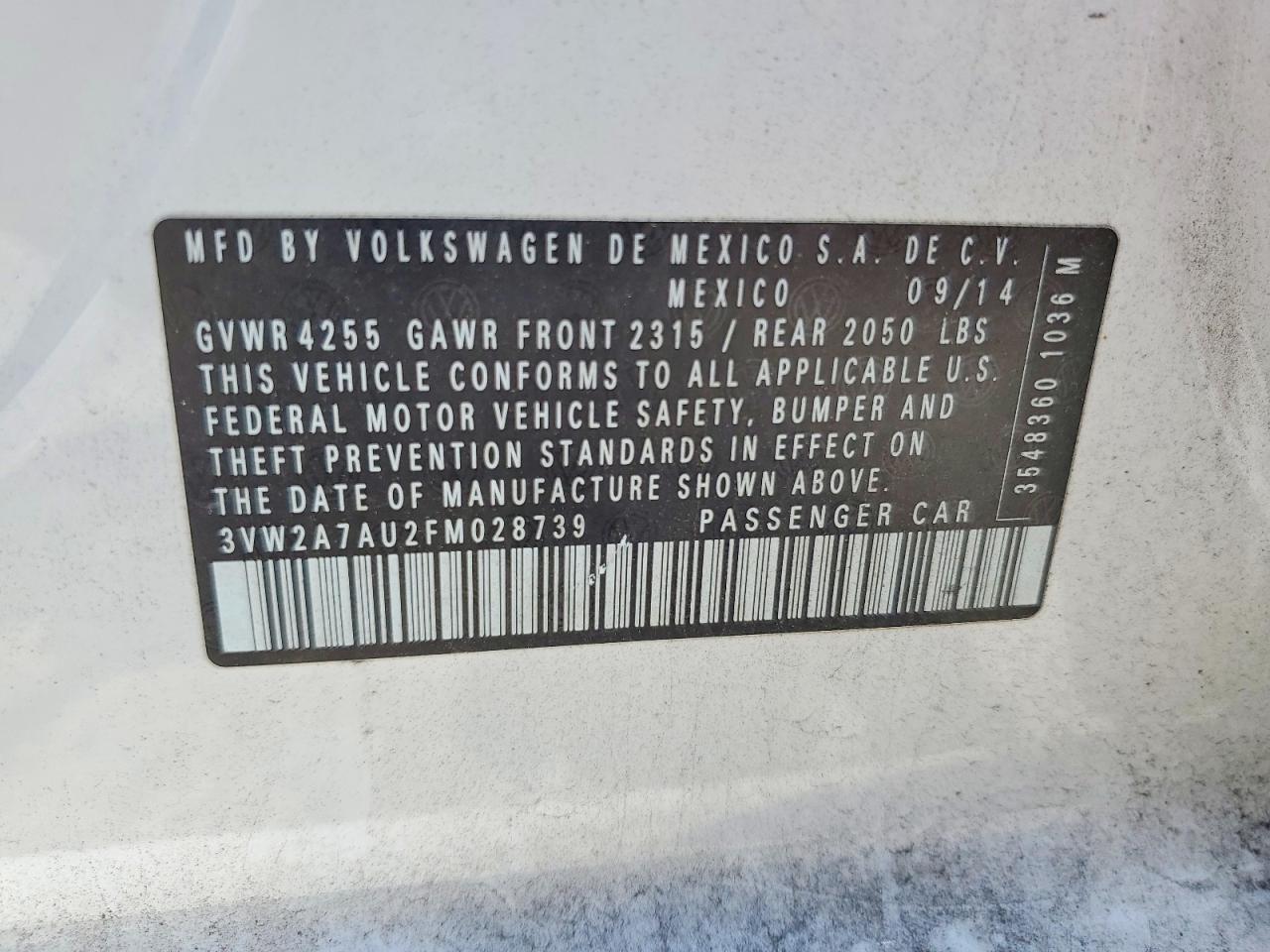 2015 VOLKSWAGEN GOLF
