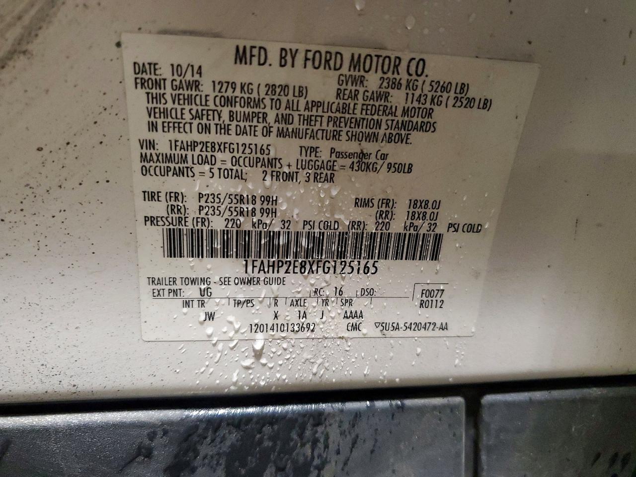 2015 FORD TAURUS