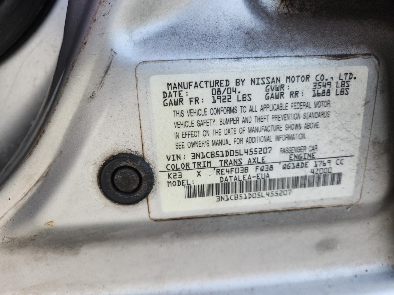 2005 NISSAN SENTRA