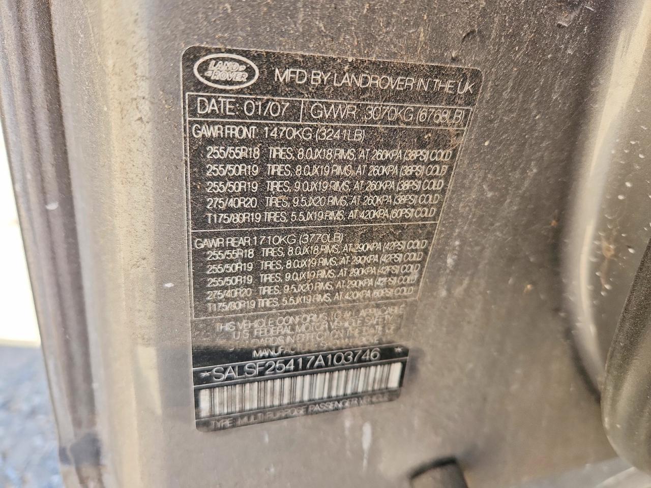 2007 LAND ROVER RANGEROVER