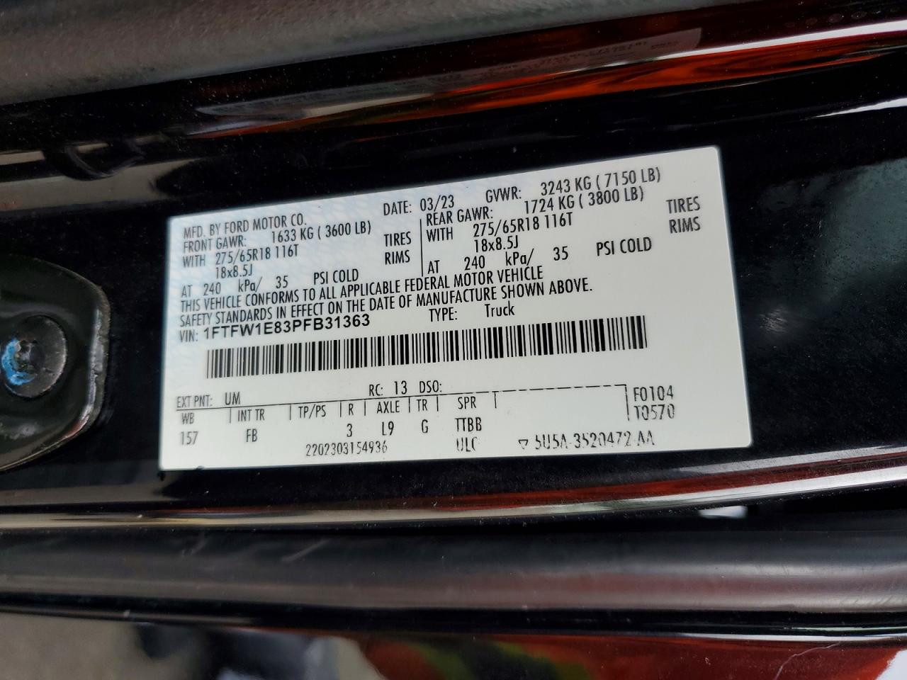 2023 FORD F150