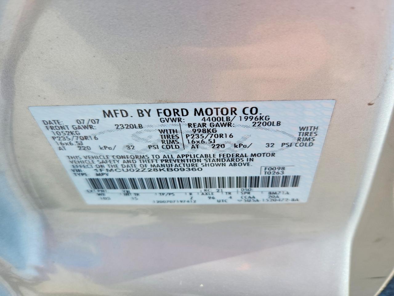 2008 FORD ESCAPE