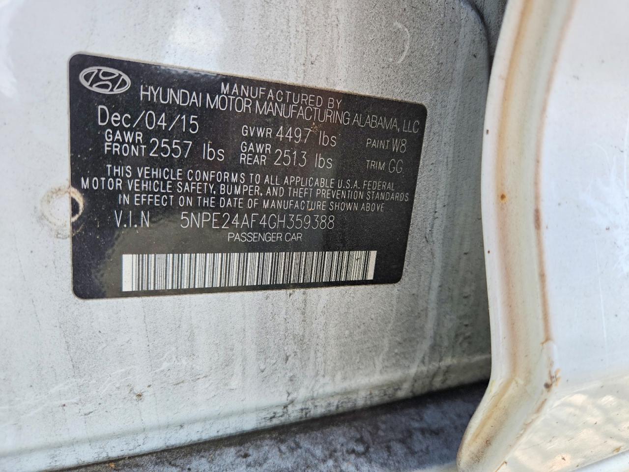 2016 HYUNDAI SONATA