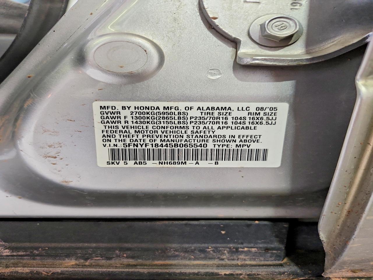 2005 HONDA PILOT