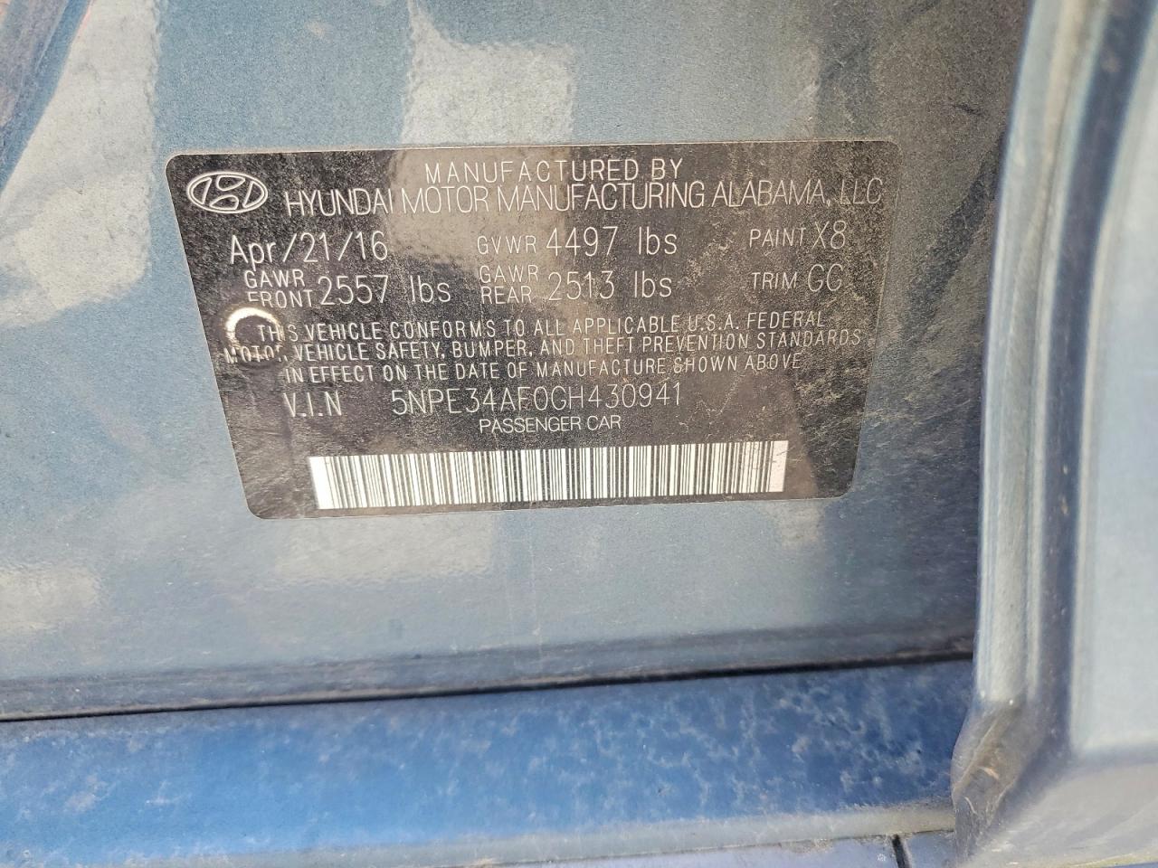 2016 HYUNDAI SONATA