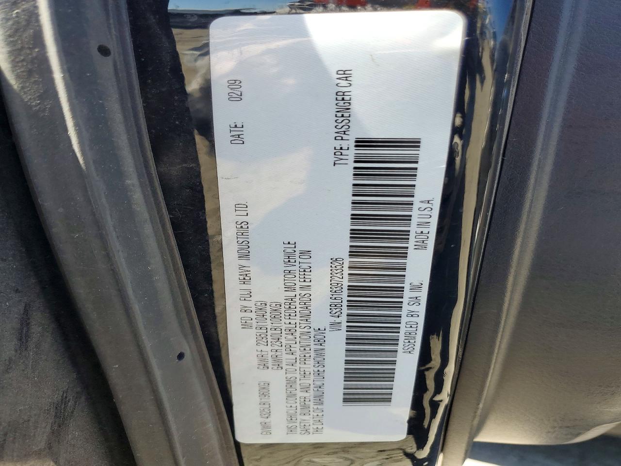 2009 SUBARU LEGACY