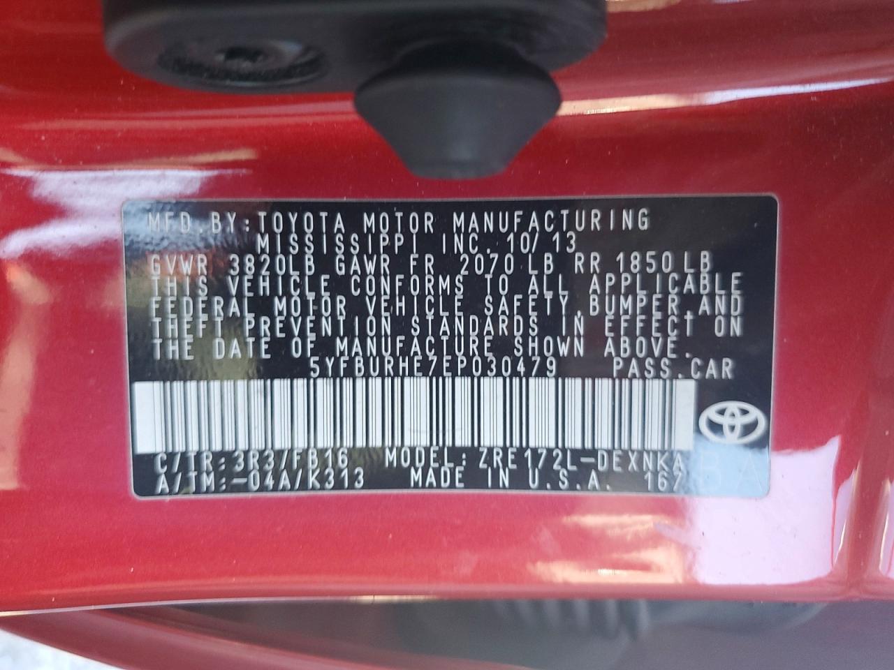 2014 TOYOTA COROLLA