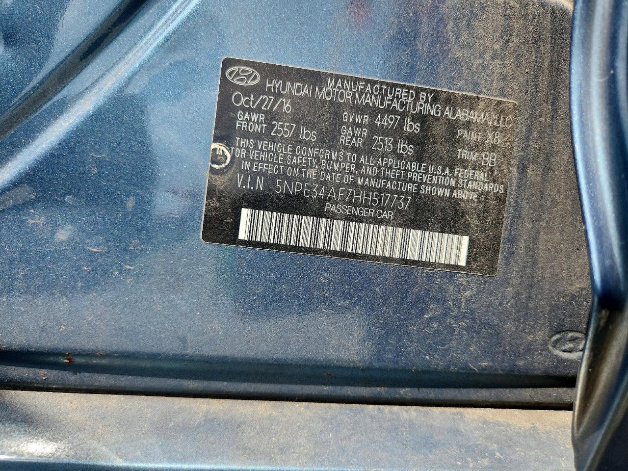2017 HYUNDAI SONATA