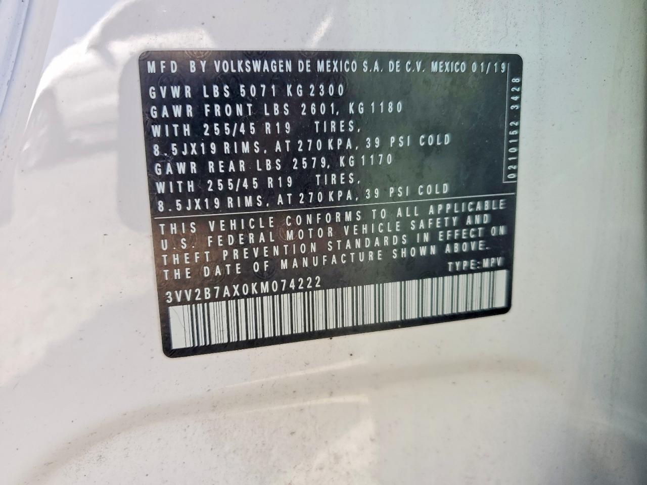 2019 VOLKSWAGEN TIGUAN