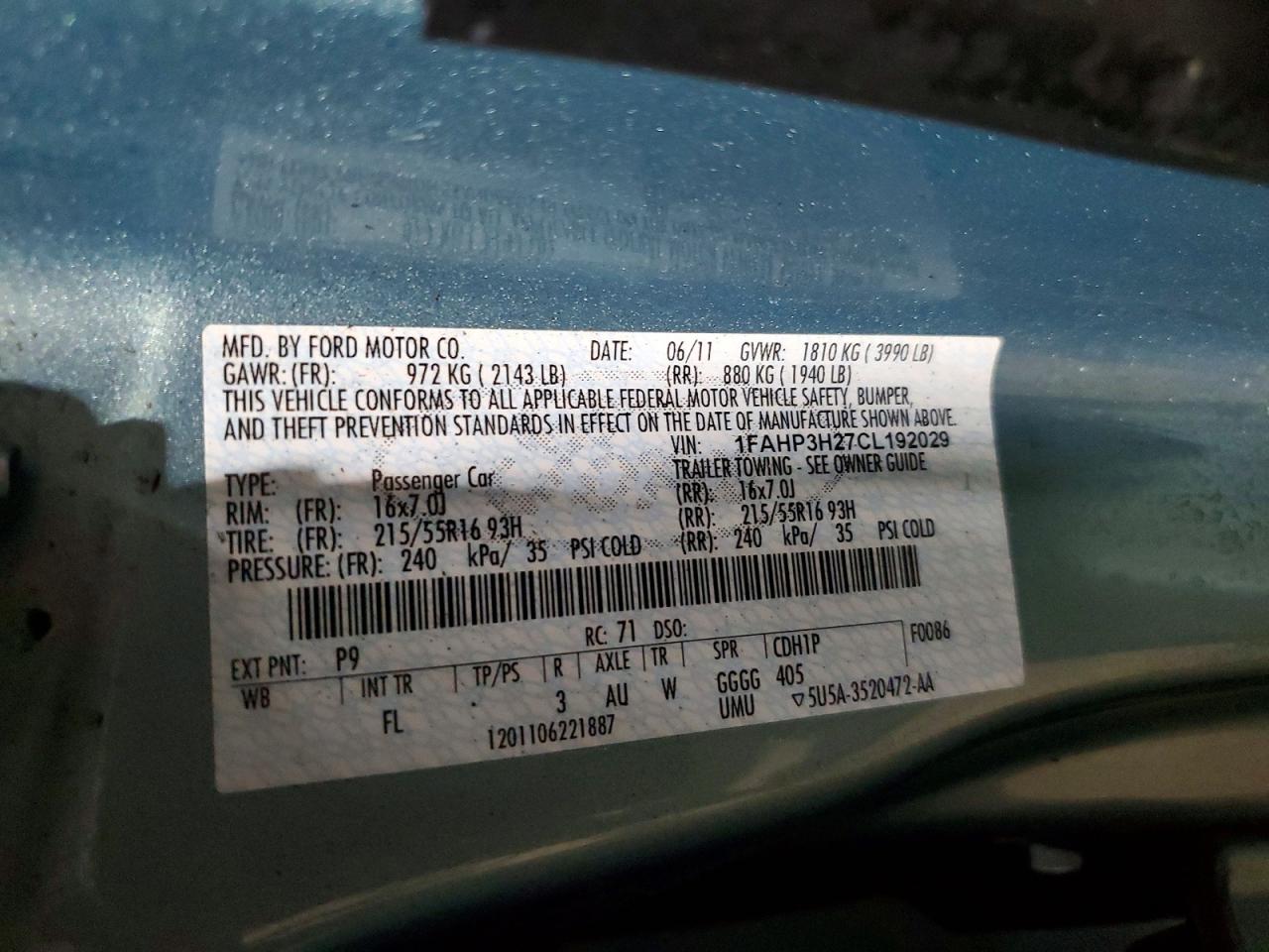 2012 FORD FOCUS