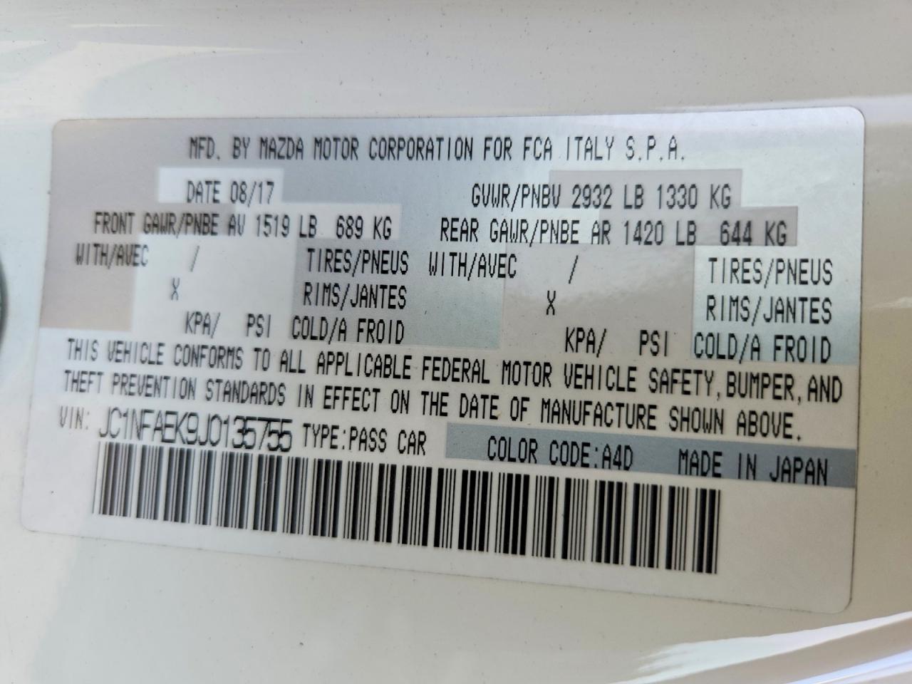 2018 FIAT ALL OTHER