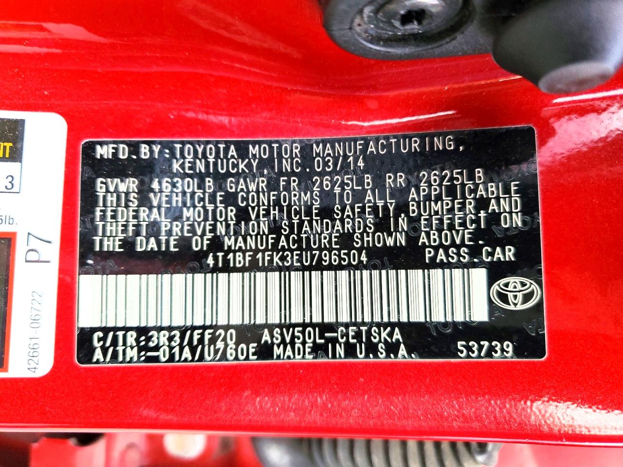 2014 TOYOTA CAMRY