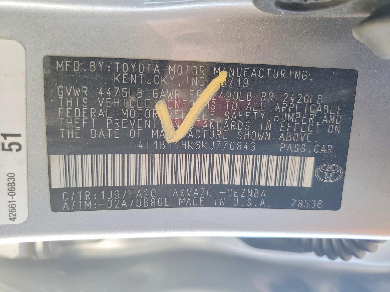 2019 TOYOTA CAMRY