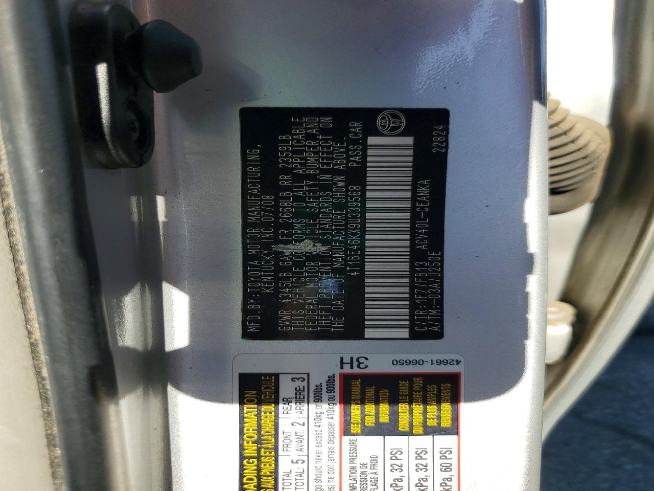 2009 TOYOTA CAMRY