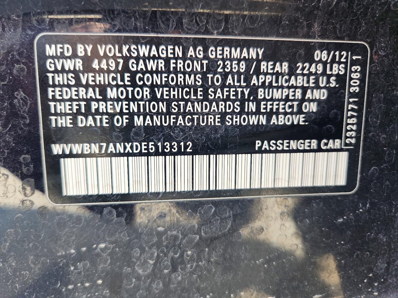 2013 VOLKSWAGEN CC