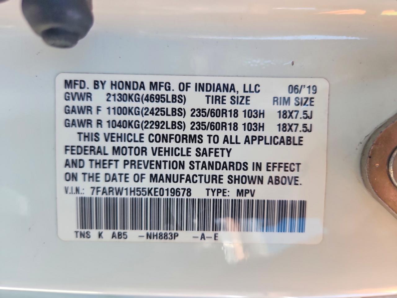 2019 HONDA CRV