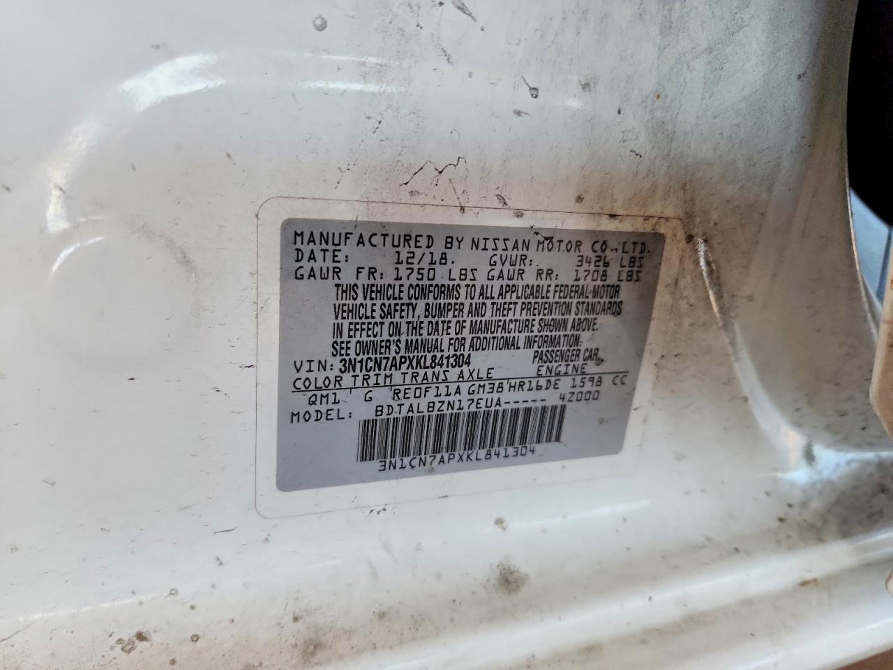 2019 NISSAN VERSA