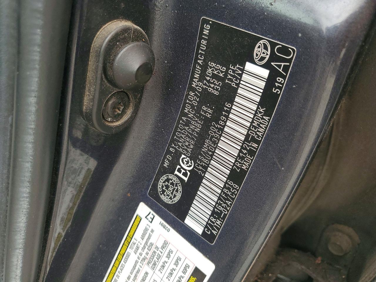 2009 TOYOTA COROLLA