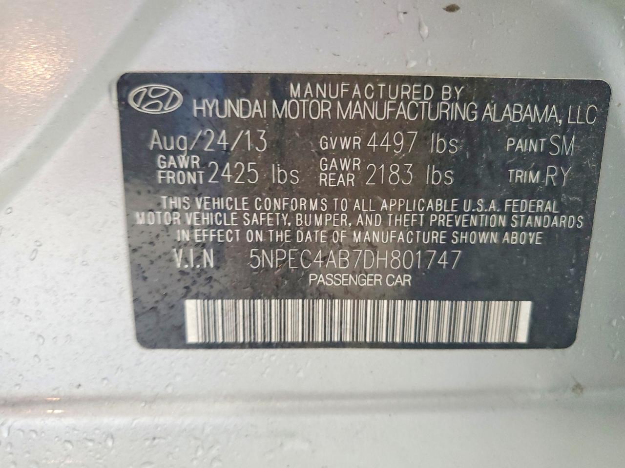 2013 HYUNDAI SONATA