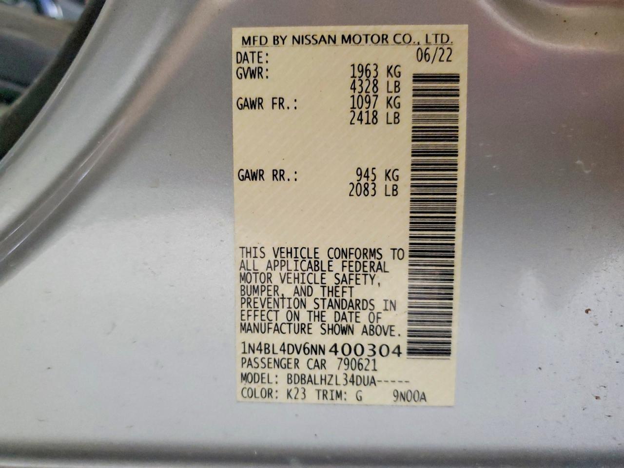 2022 NISSAN ALTIMA