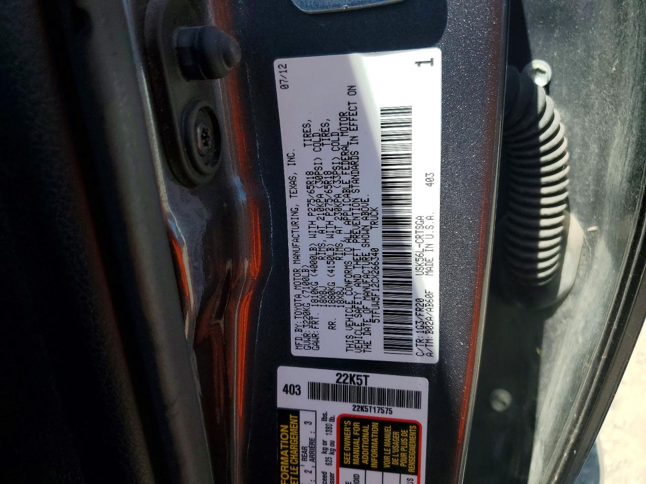 2012 TOYOTA TUNDRA