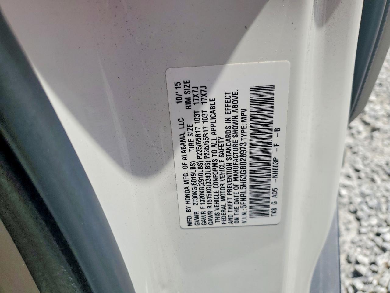 2016 HONDA ODYSSEY