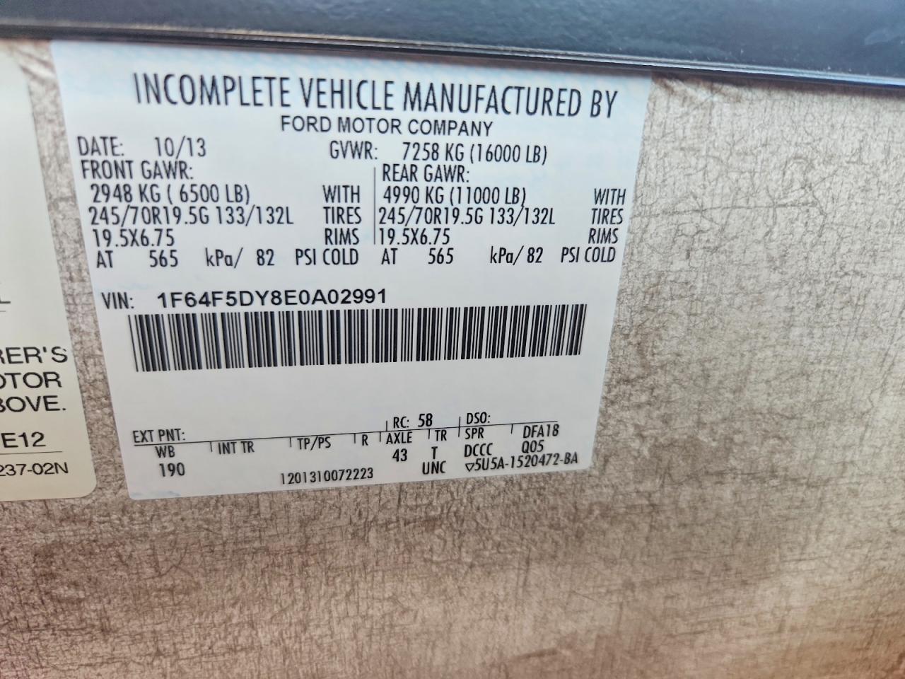 2014 WINNEBAGO F-SER OTHR