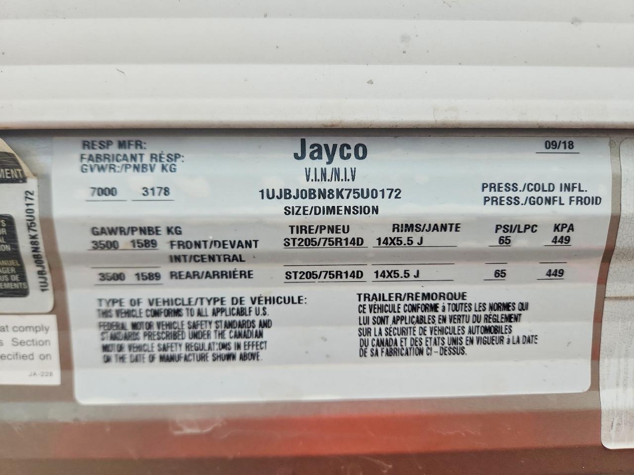 2019 JACO JAY FLIGHT TRV TRAIL