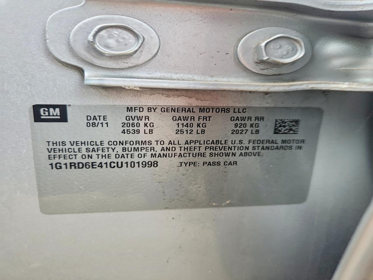 2012 CHEVROLET VOLT