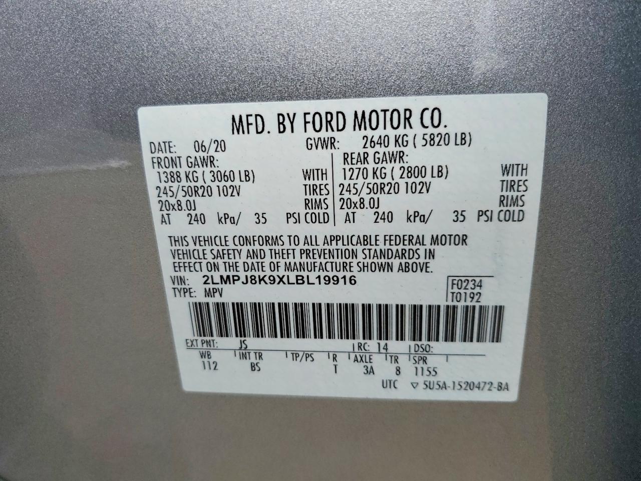 2020 LINCOLN NAUTILUS
