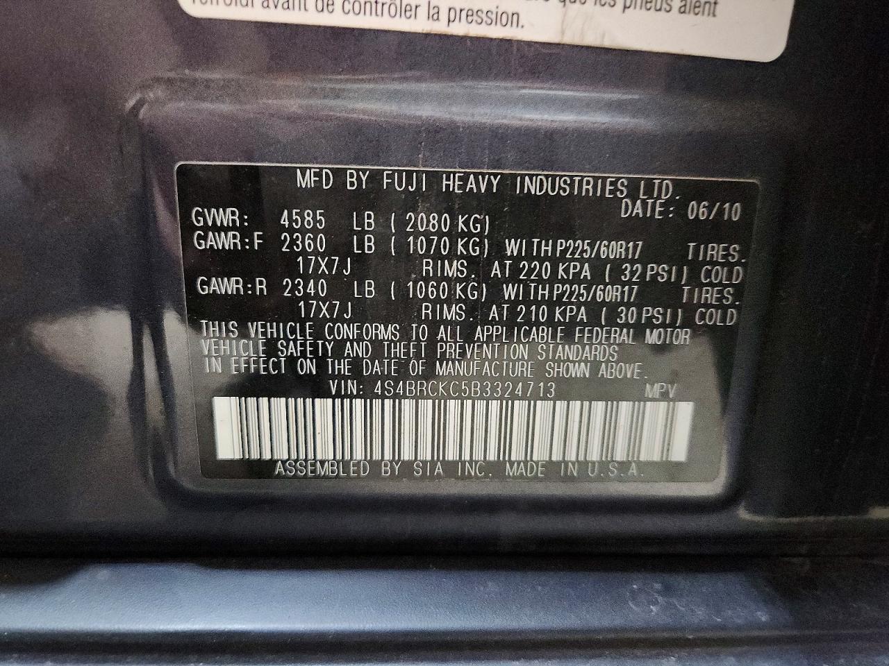 2011 SUBARU OUTBACK