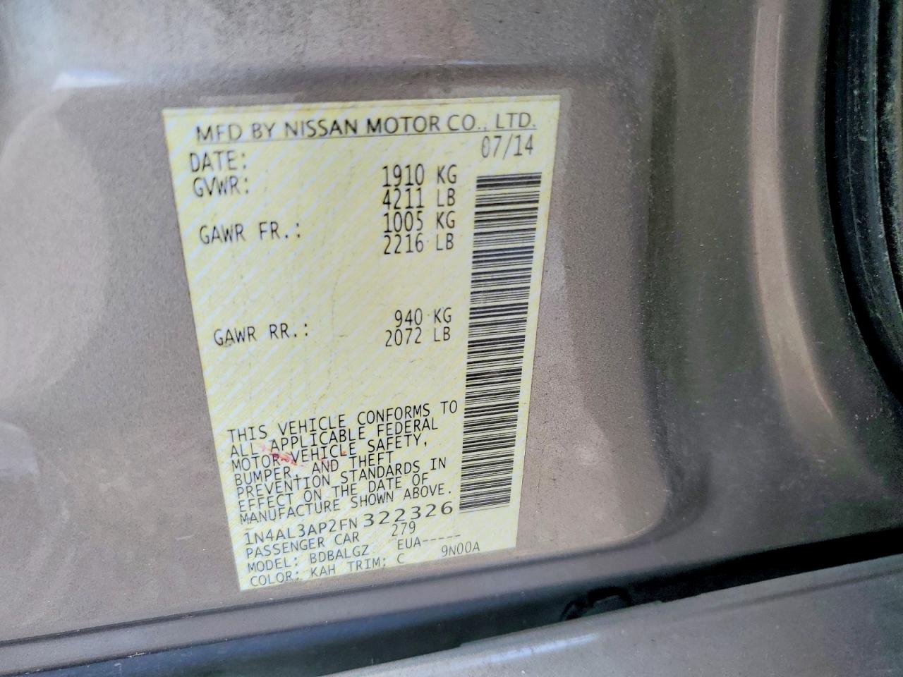 2015 NISSAN ALTIMA