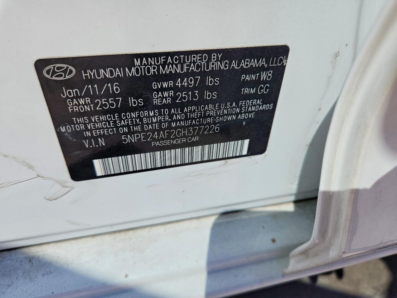 2016 HYUNDAI SONATA