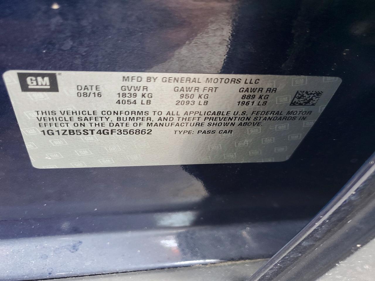 2016 CHEVROLET MALIBU