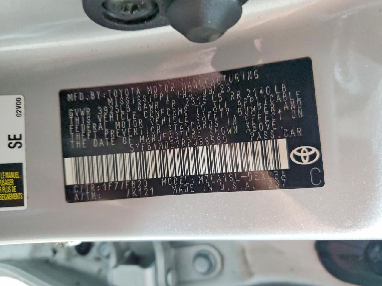 2024 TOYOTA COROLLA
