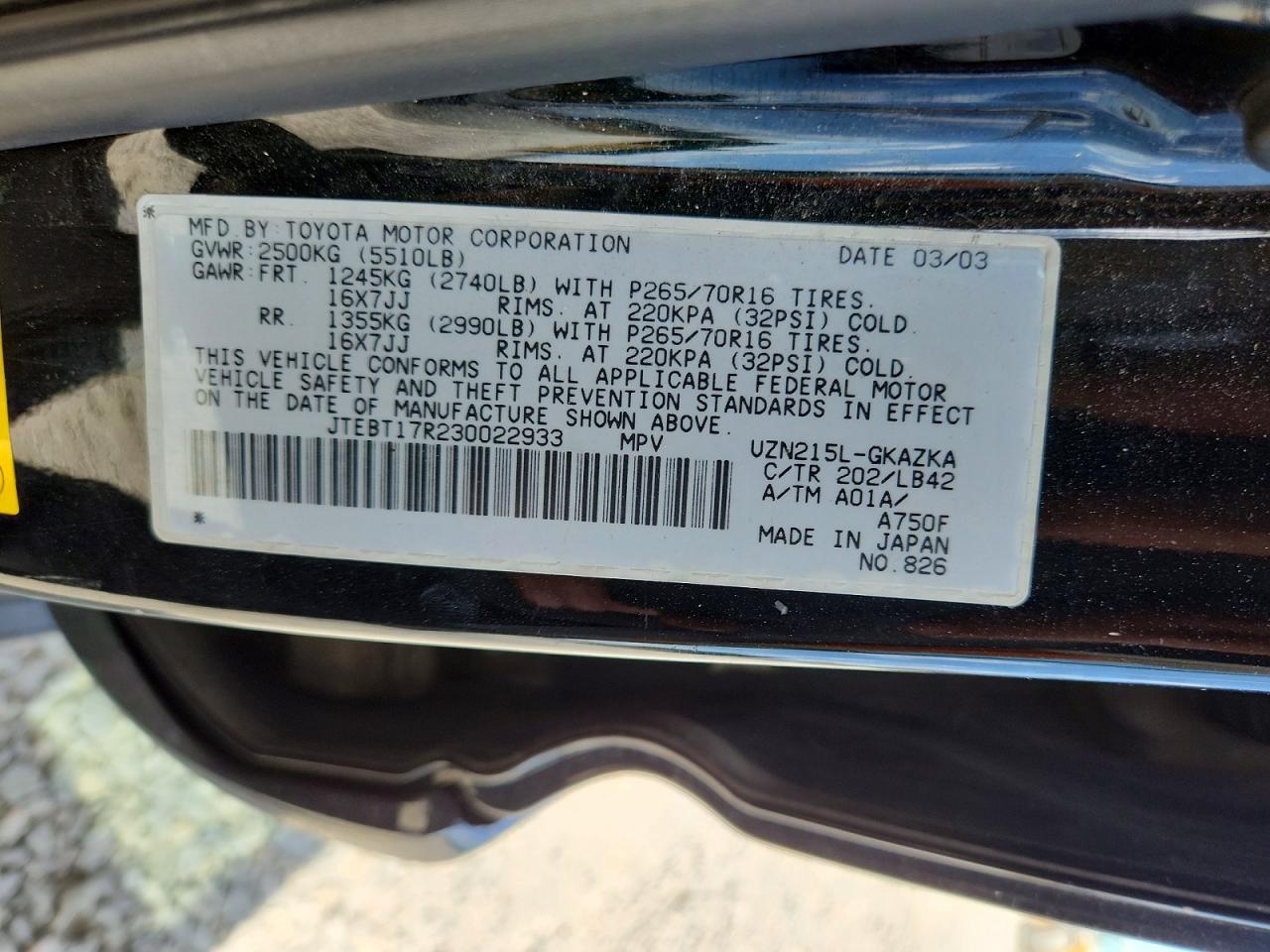 2003 TOYOTA 4RUNNER
