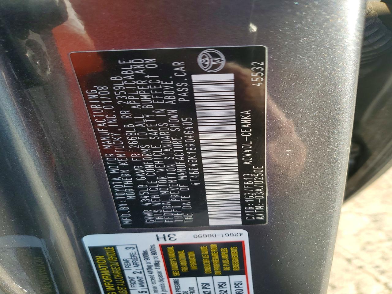 2008 TOYOTA CAMRY