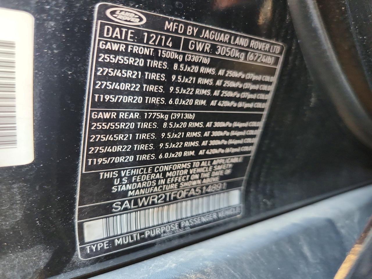 2015 LAND ROVER RANGEROVER