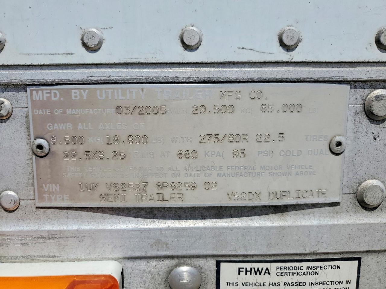 2006 UTILITY TRAILER TRAILER
