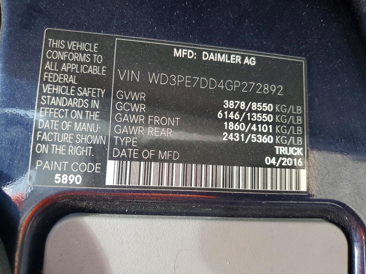 2016 MERCEDES-BENZ SPRINTER