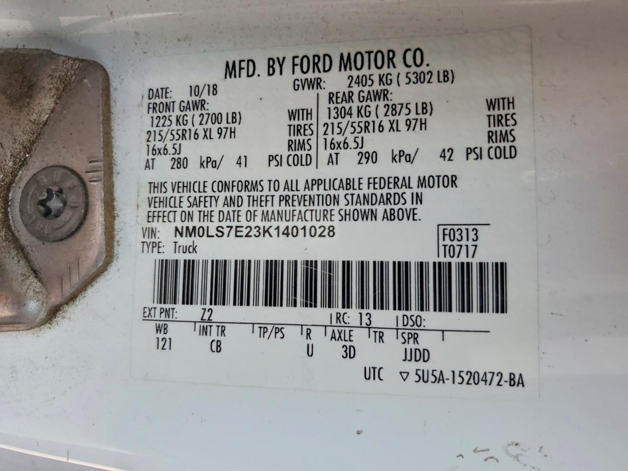 2019 FORD TRANSIT