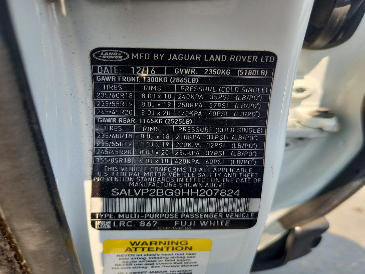 2017 LAND ROVER RANGEROVER