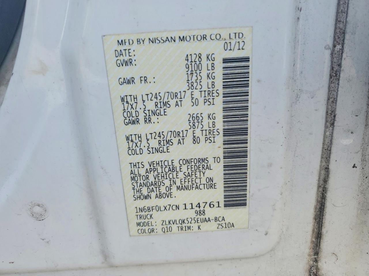 2012 NISS NV200