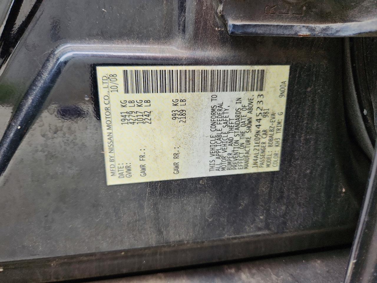 2009 NISSAN ALTIMA