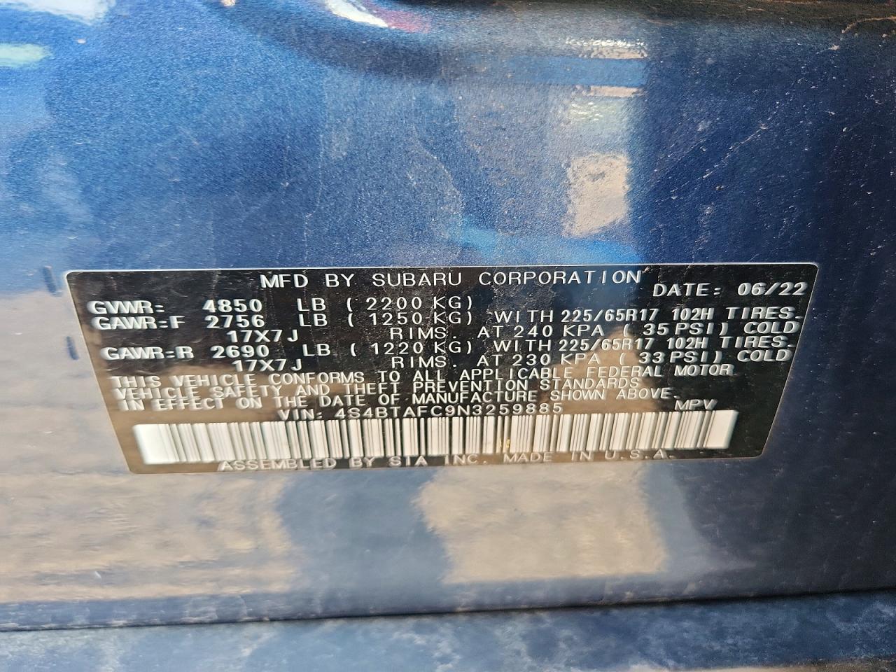 2022 SUBARU OUTBACK
