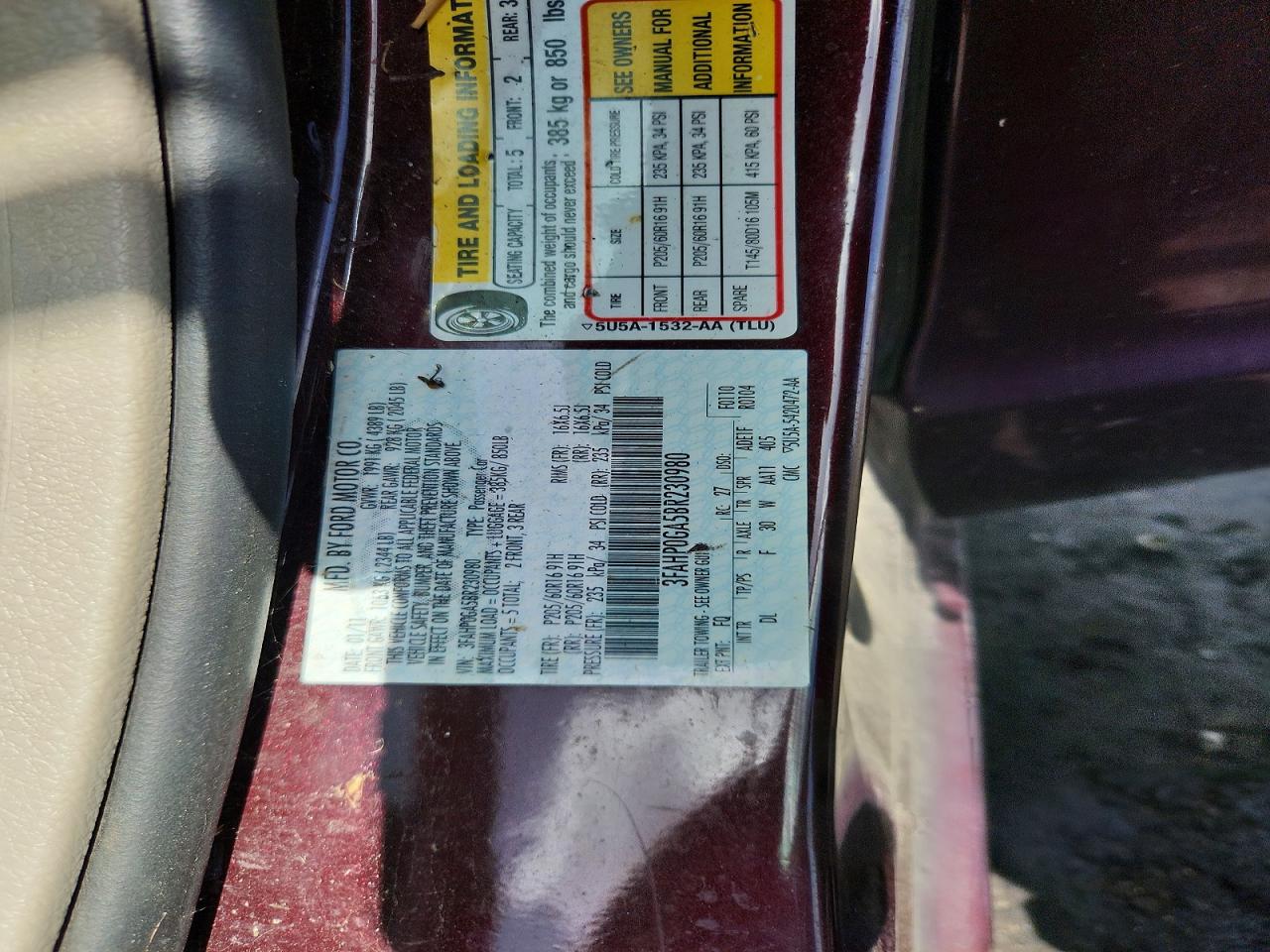 2011 FORD FUSION